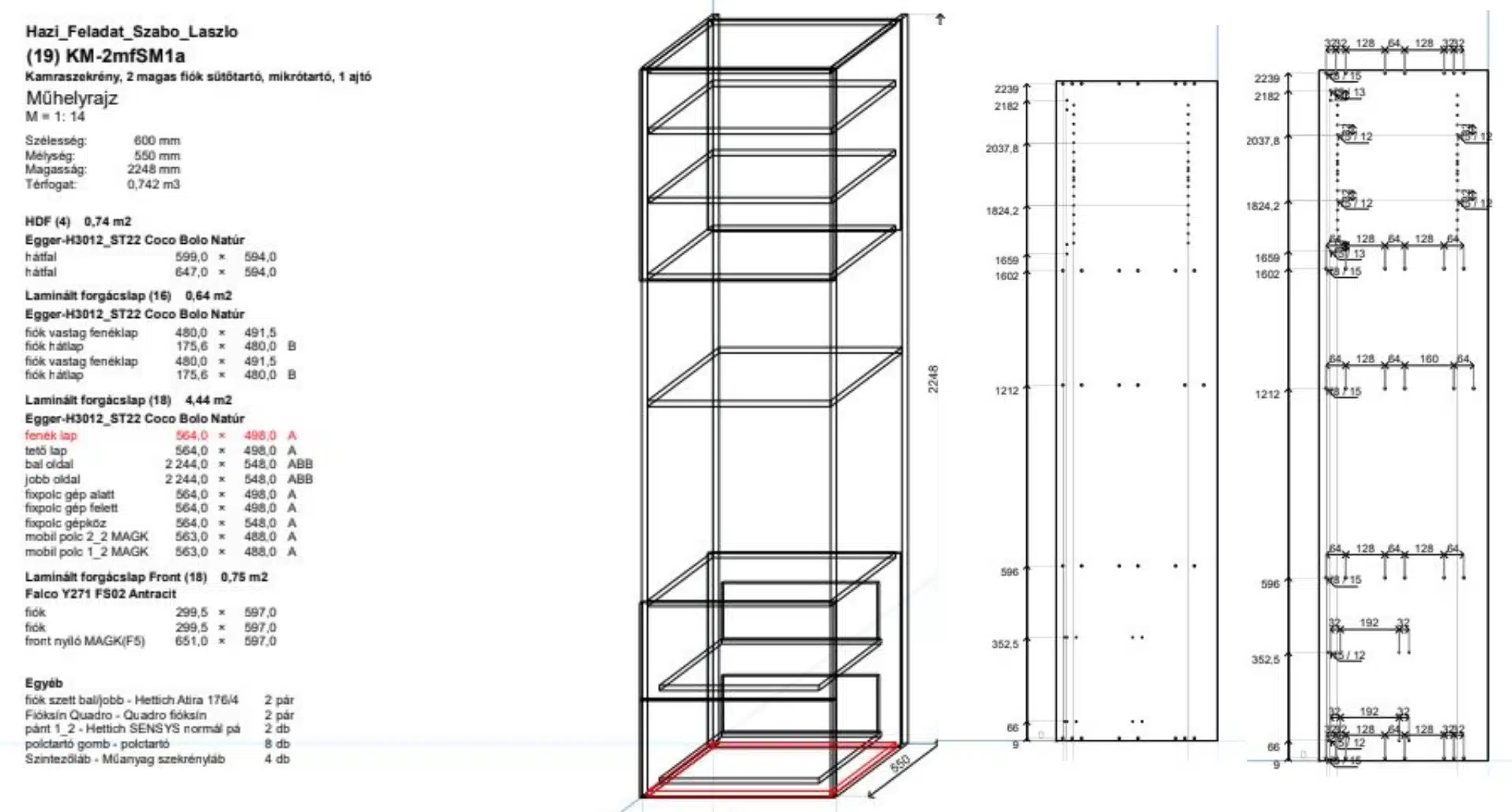 Nevtelen-terv-16 Piper 3D Műhelyrajz és furatkiosztások